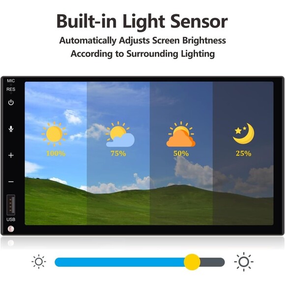 Double din Car Stereo, Wireless Carplay/Android Auto, 7 inch w/Rear Camera- NOB - Picture 10 of 16